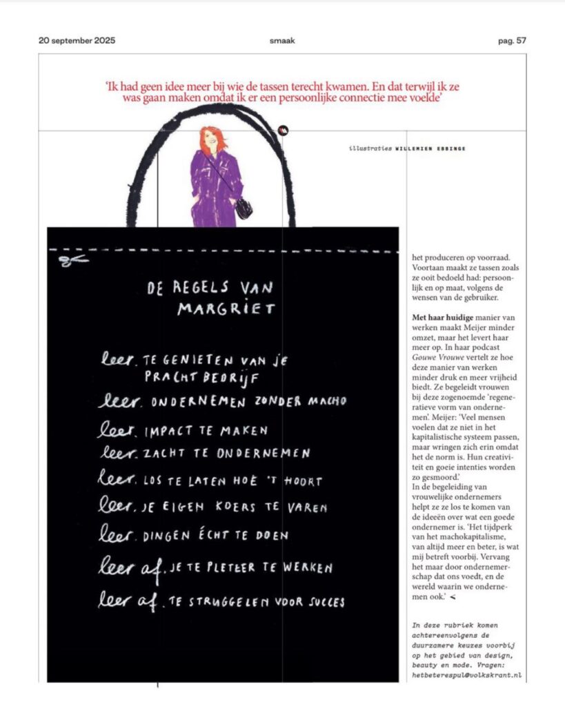 ondernemersverhaal Margriet Meijer - coach voor vrouwelijke ondernemers - in het volkskrant magazine