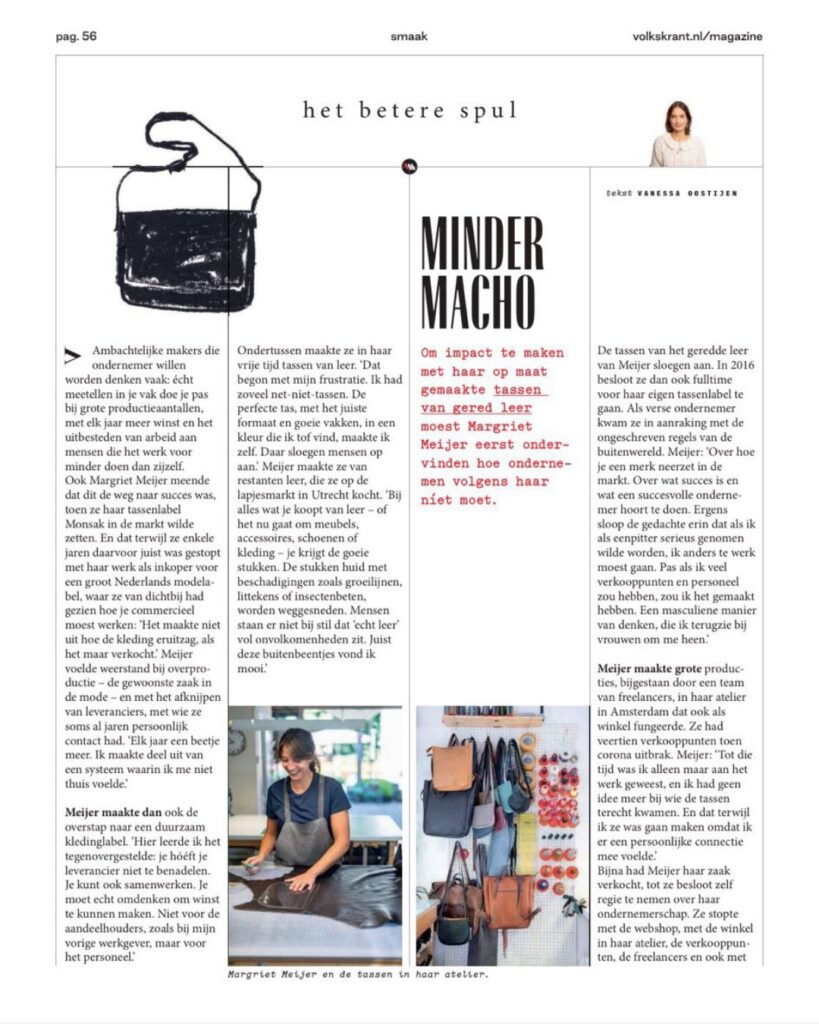 ondernemersverhaal Margriet Meijer - coach voor vrouwelijke ondernemers - in het volkskrant magazine