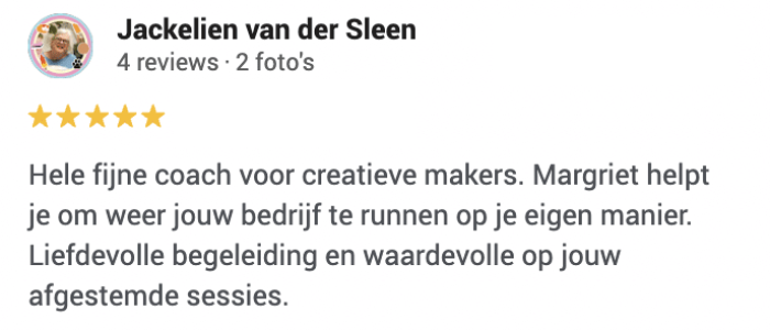 review voor businesscoaching met Margriet van Jackelien van der sleen
